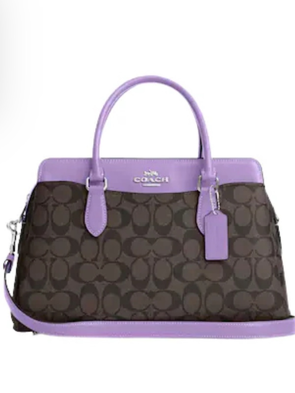 Coach Darcie Signature Satchel with Lavender Trim - NWT